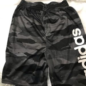Boys size 7 camo - black/ gray Adidas shorts.